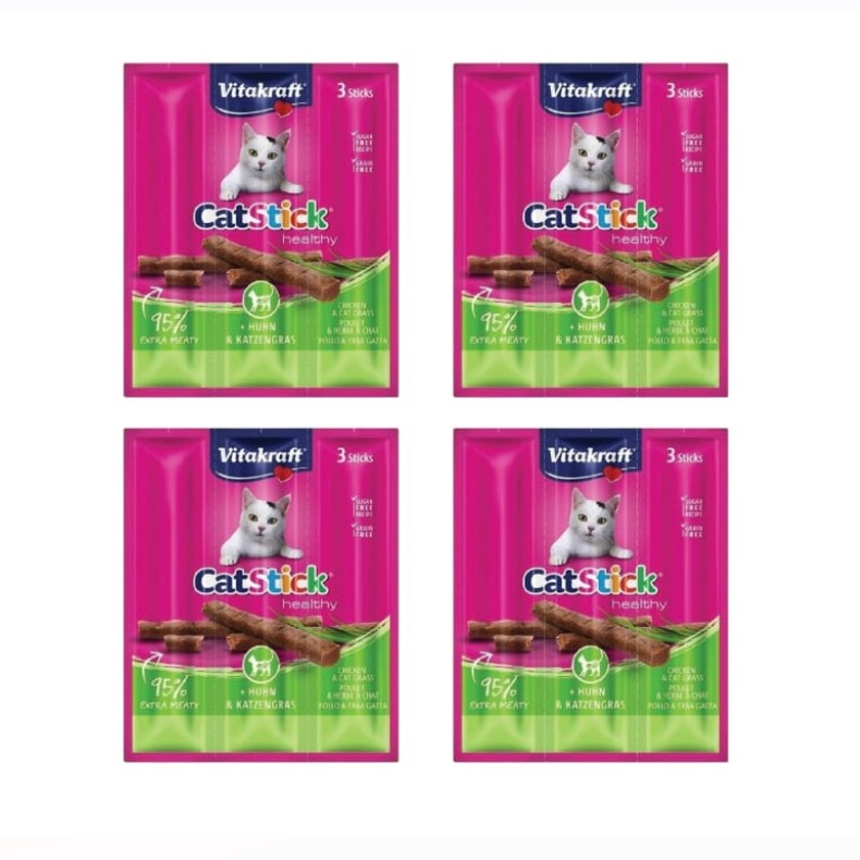 Vitakraft Cat Stick Mini Chicken & Cat Grass 18g (4pack)