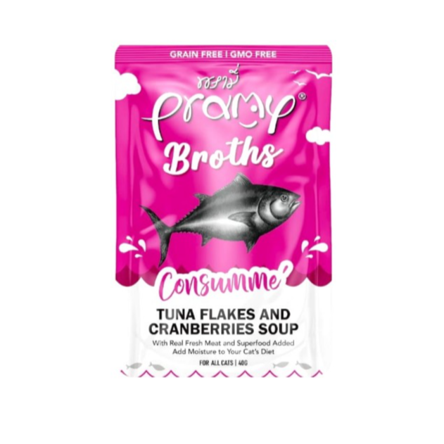 Pramy Broths Consume Tuna Flakes and Cranberries Soup 40g