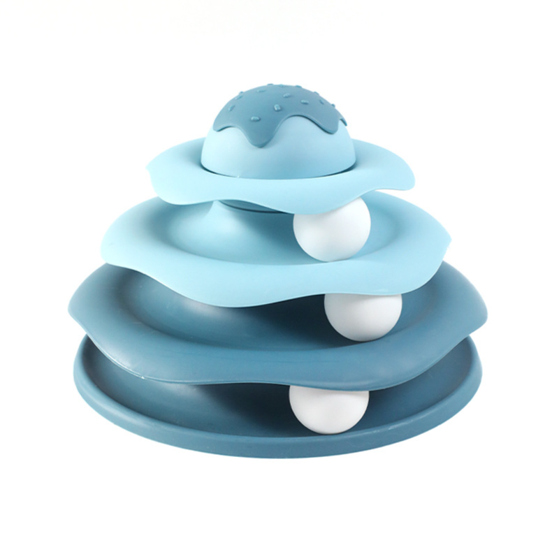 Ice-Cream Shaped Interactive Cat Turntable (Blue)