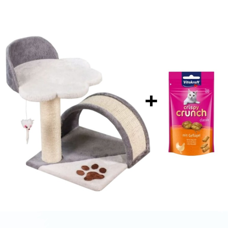 Small Cat Scratching Post Cat Tree Sisal Post Jumping + Vitakraft Crispy Crunch Poultry 60g V