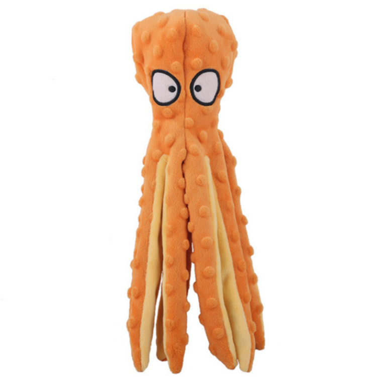 Squeaky Octopus Dog Toy (Orange)