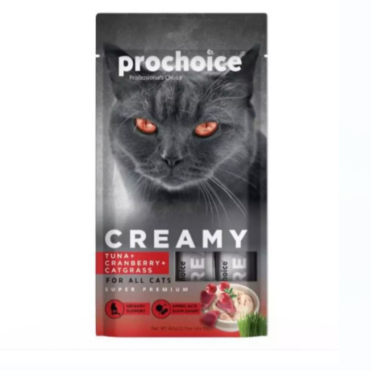 Prochoice Creamy Snack with Tuna, Cranberries & Catgrass 4x15g