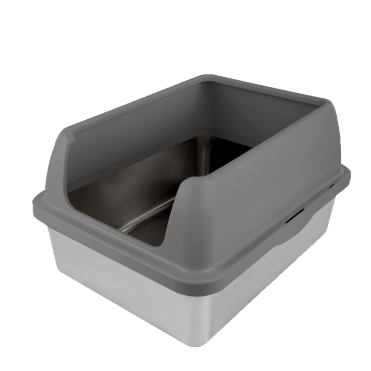 Go Fresh Enclosed Stainless Steel Cat Litter Box Grey, 53 x 40.6 x 31 cm