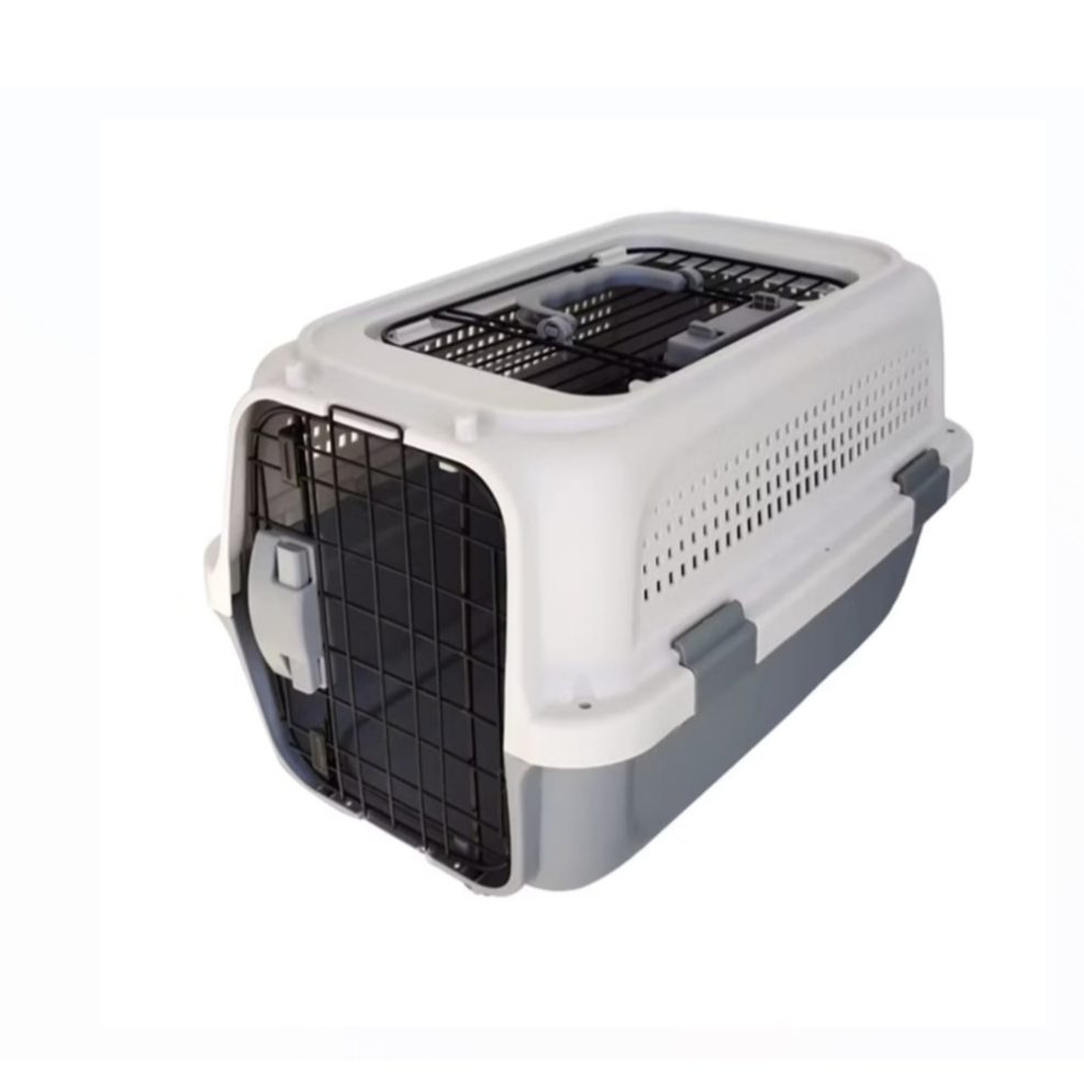 Outdoor Pet Air Transport Cage Dog and Cat Portable Carrier Box White (Small)