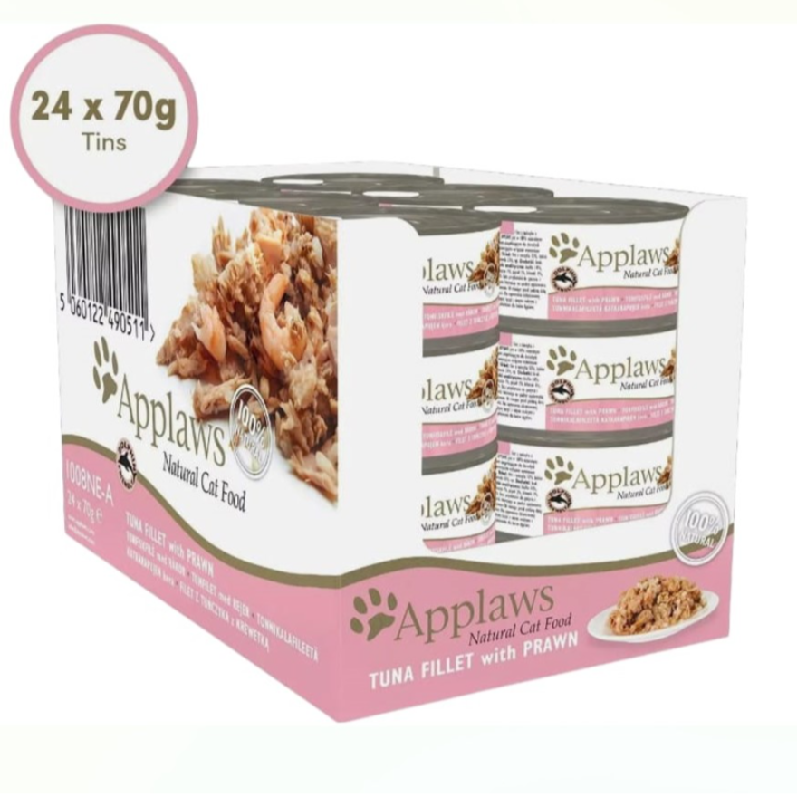Applaws Tuna Fillet with Prawn Cat 24x70g