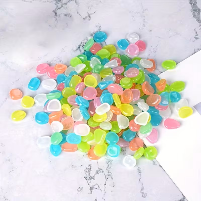 Glow In The Dark Resin Aquarium Simulation Stones, 100pcs