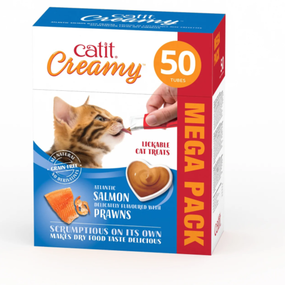 Catit Creamy Treats Mega Pack Salmon with Prawn, 50 tubes/box