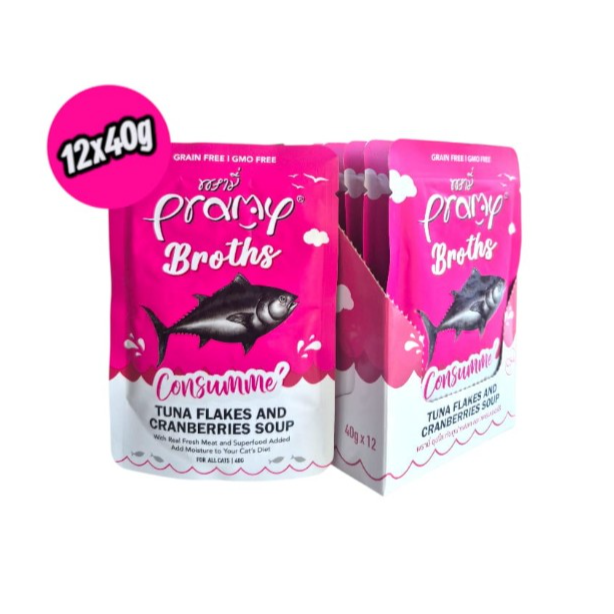 Pramy Broths Consume Tuna Flakes and Cranberries Soup 12x40g