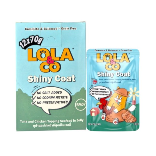 Lola & Co SHINY COAT Tuna & Chicken Topping Seafood in Jelly 12x80g