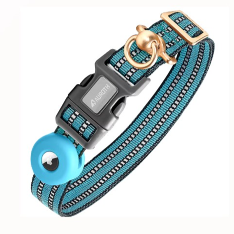 Dog Collars Airtag Reflective Nylon Large (Light Blue)