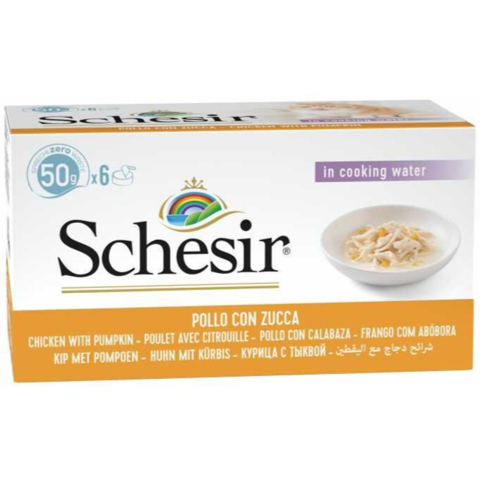 Schesir Chicken Fillets with Pumpkin Natural Style in Cooking Water Cat Food, 6x50g