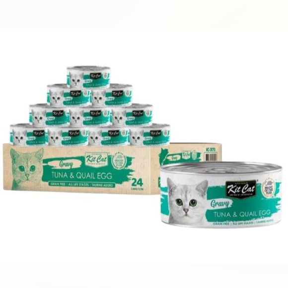 Kit Cat Gravy Canned Food Tuna And Quail Egg 24x70g