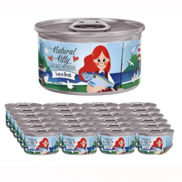 Natural Kitty Tuna Broth Cat Wet Food 24x80g