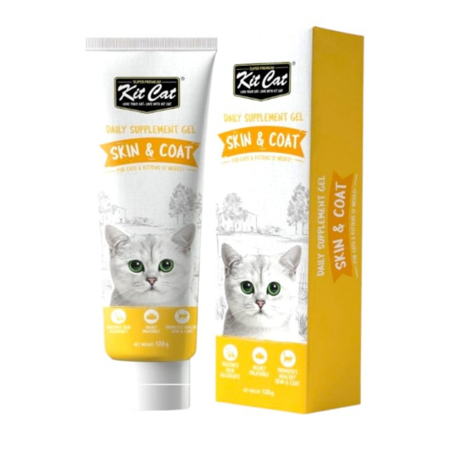 Kit cat daily nutritional supplement gel for cats & kittens – skin & coat (120g)