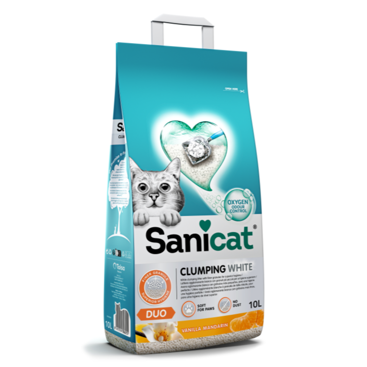 Sanicat Duo Clumping White Cat litter, 10 L
