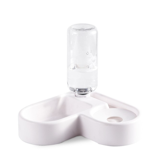 Double Dog Cat Bowls - Pets Water and Food Bowl Set with Automatic Water Bottle