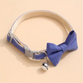 Adjustable Plaid Bow Tie Cat Collar With Bell, Blue