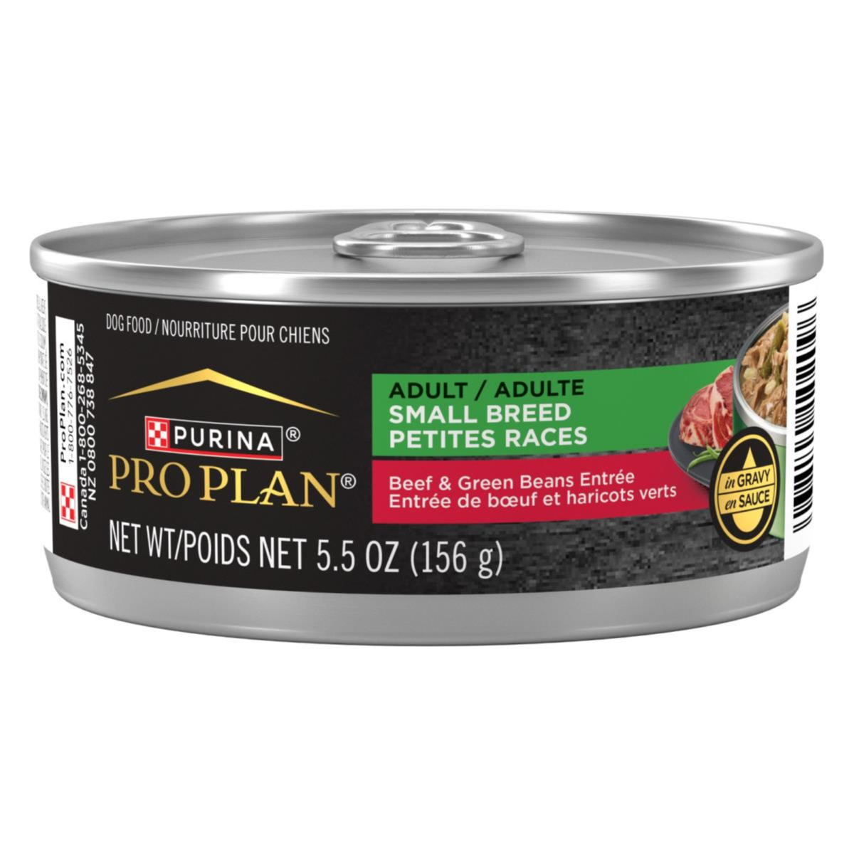 PRO PLAN ADULT SMALL BREED BEEF AND GREEN BEANS ENTREE IN GRAVY WET DOG FOOD, 24X156G