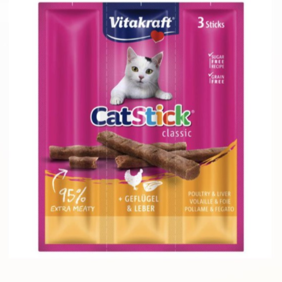 Vitakraft Cat Stick Mini Poultry & Liver 18g (3Stick)