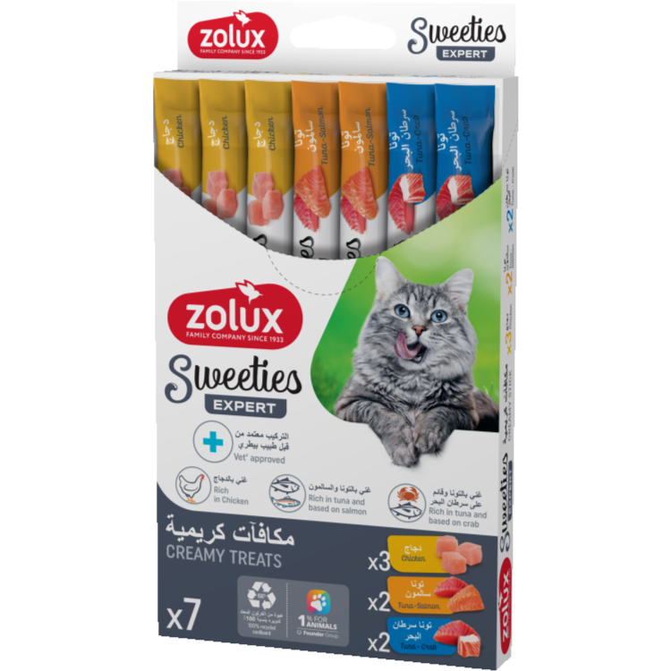 Sweeties Creamy Stick for Cats, Mixed of Chicken, Salmon & Crab 7 pcs/box