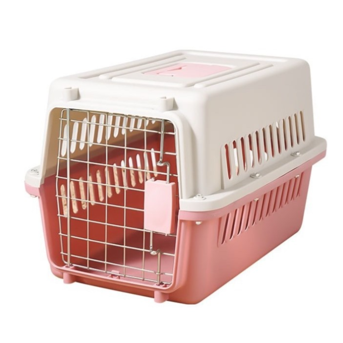 Portable Plastic Pet Carrier (Pink)