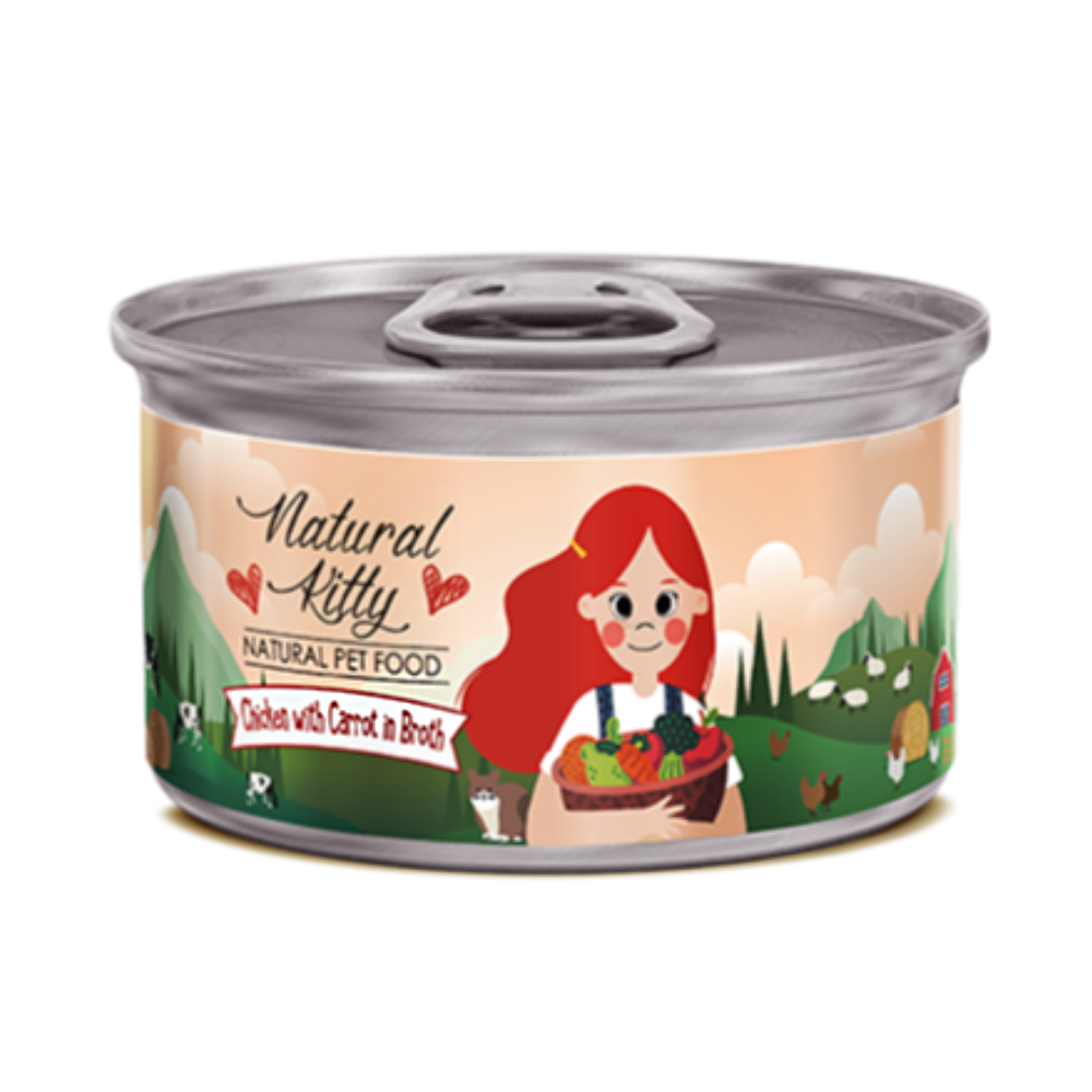 Natural Kitty Chicken With Carrot In Broth Cat Wet Food 80G