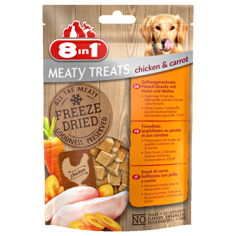 8in1 Meaty Treats Freeze Dried Chicken & Carrots 50 g
