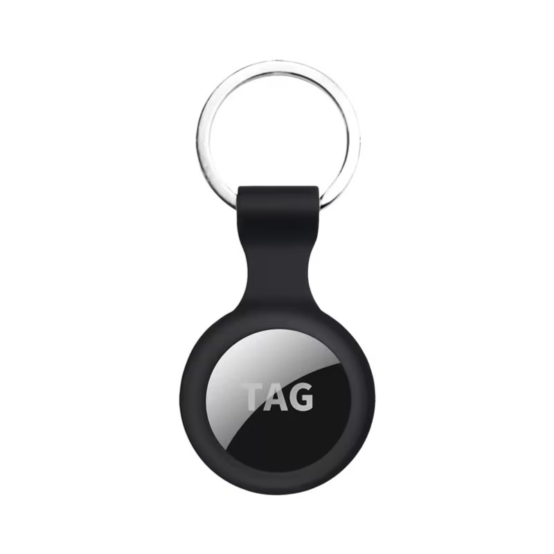 Apple Airtag Silicone Protective Case with Keychain, Black