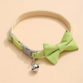 Adjustable Plaid Bow Tie Cat Collar With Bell, Fluorescent Green