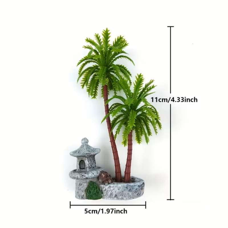 Tropical Palm Tree Aquarium Ornament