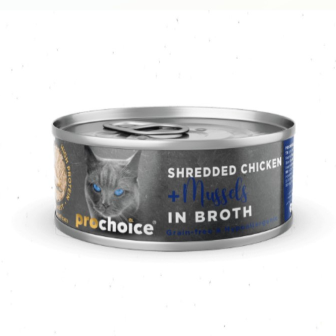 Prochoice Shredded Chicken and Mussels in Broth 70g
