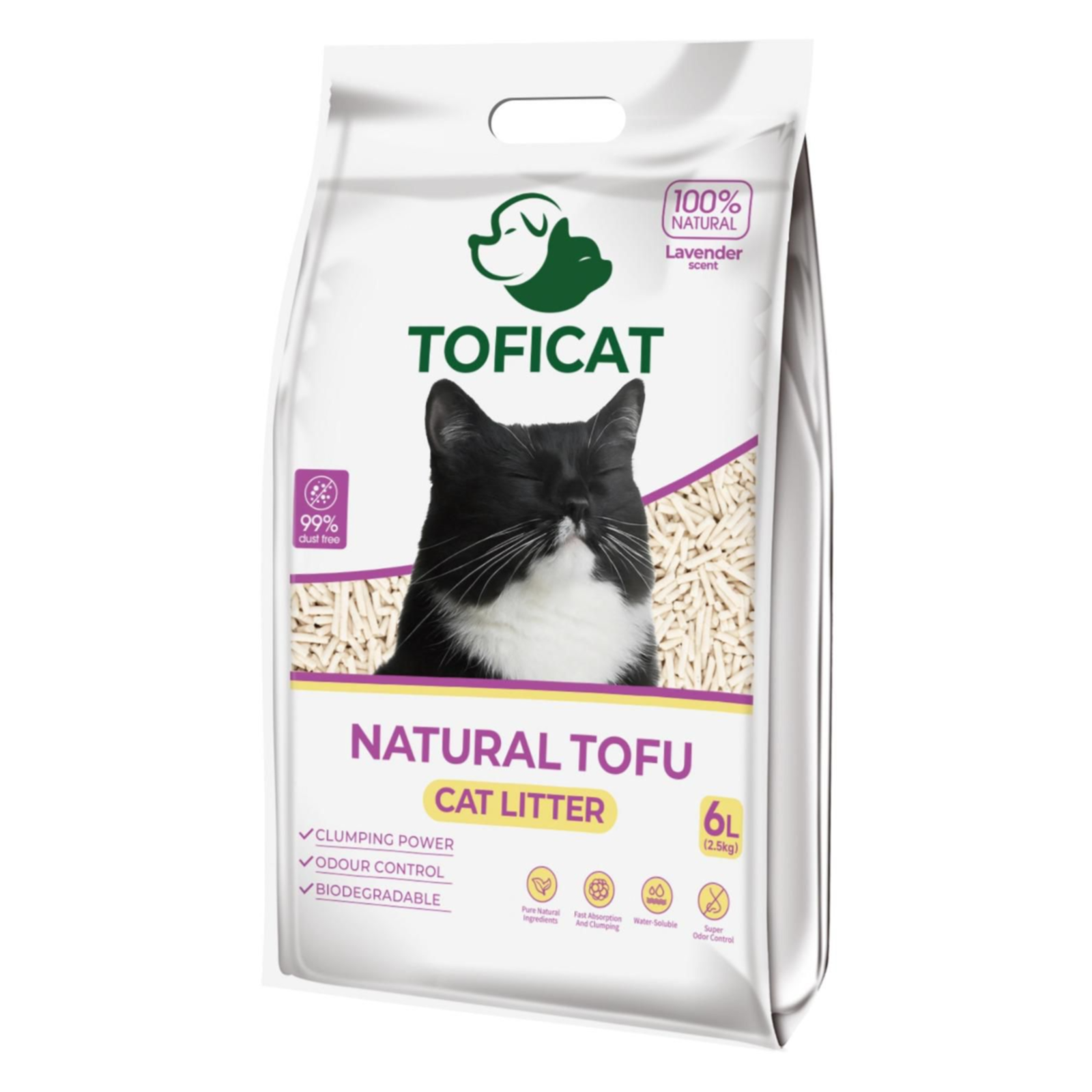 Toficat Natural Tofu Clumping Cat Litter Lavender, 6L