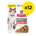 Hills Sterilised Adult Cat Wet Food With Salmon 85g x12 Pouches