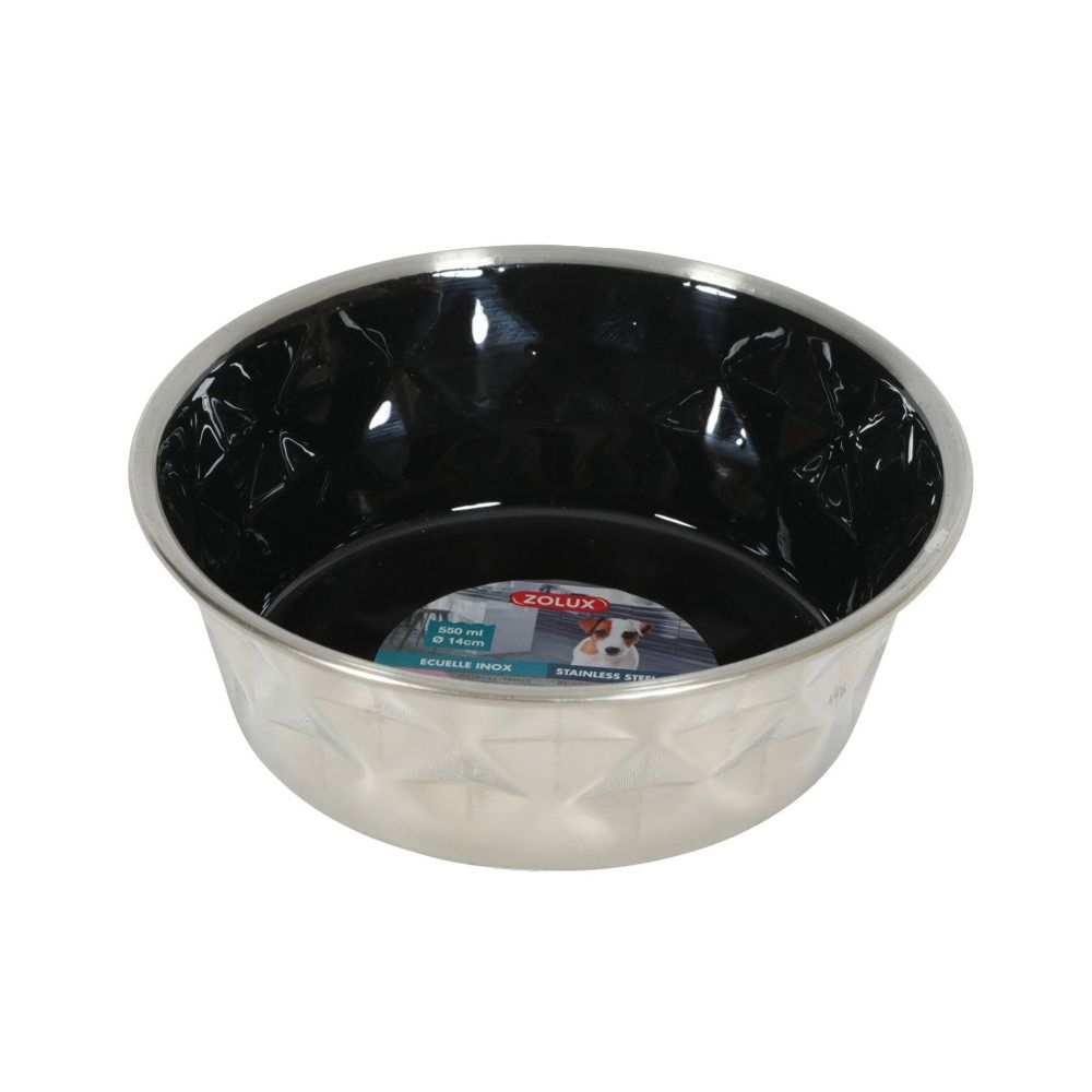 Diamonds Stainless Non-Slip Dog Bowls Black, 550 Ml