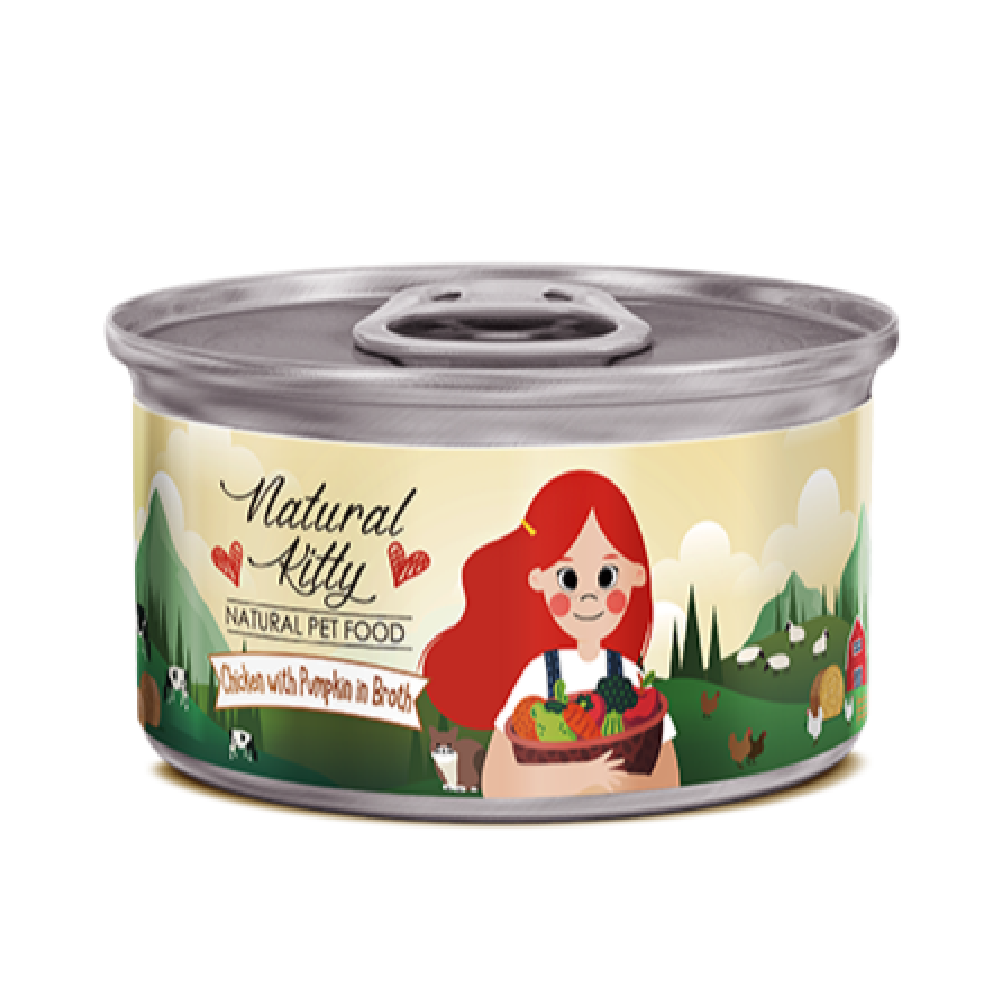 Natural Kitty Chicken With Pumpkin In Broth Cat Wet Food 80G