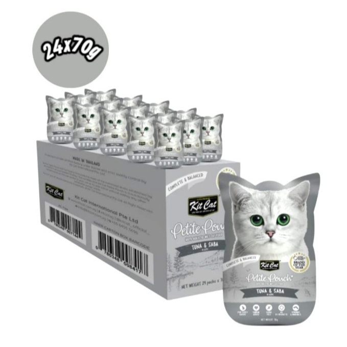 Kit Cat Petite Pouch Complete & Balanced Tuna & Saba in Aspic 24x70g