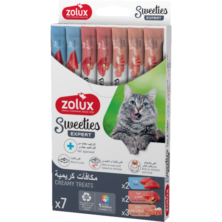 Sweeties Creamy Stick for Cats, Mixed of Tuna, Crabs & Shrimp, 7 pcs/box