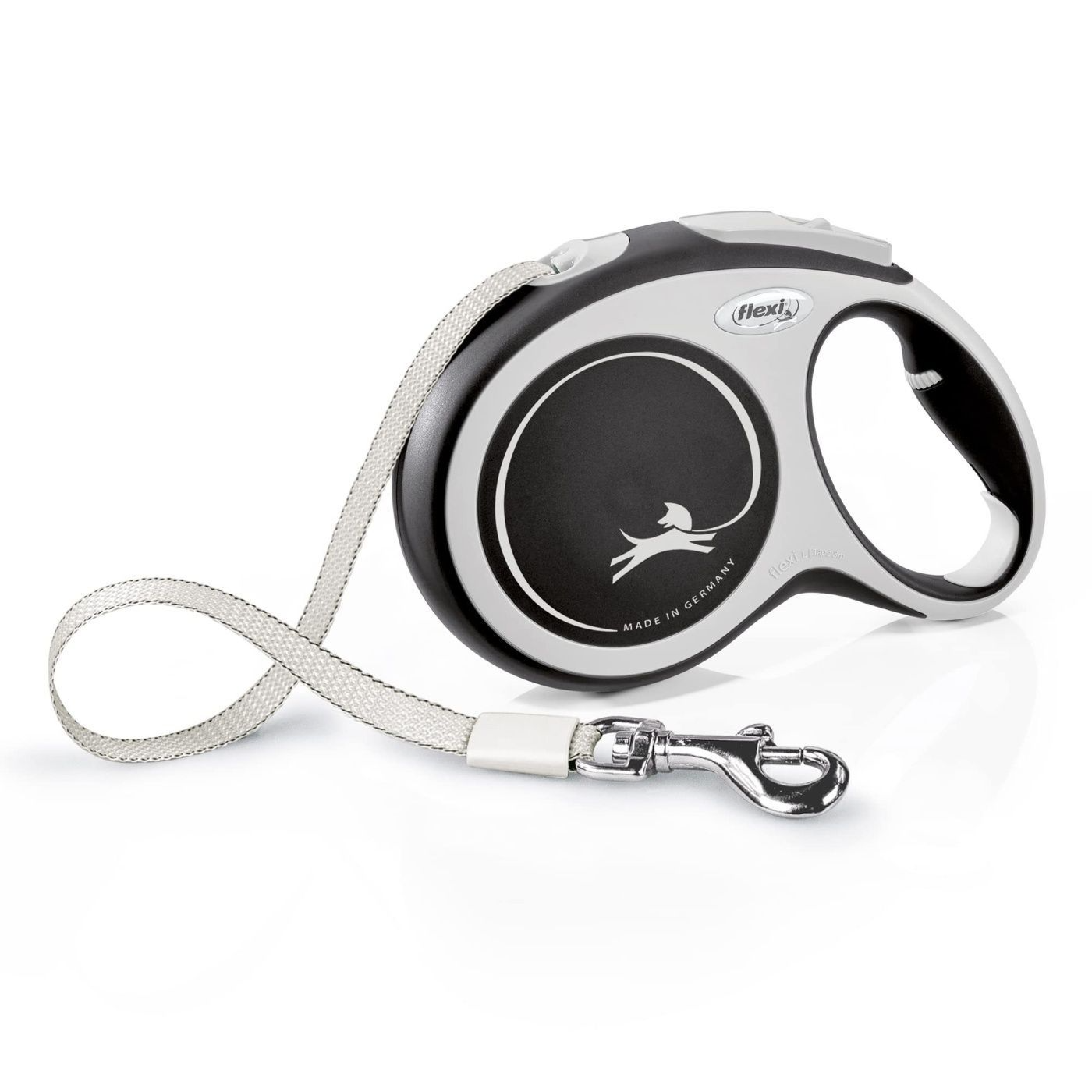 Flexi Retractable New Comfort Lead Tape Black, Large, 8m
