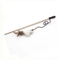 Cat Teaser Toys Feather Linen Wand Cat Catcher Teaser Stick Cat Interactive Toys Wood Rod Mouse Toy With Mini Bell