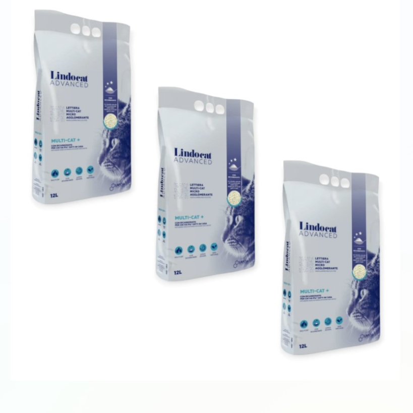 Lindocat White Bentonite Advanced Multi-Cat Fragrance-Free Sand 12L (3Bags)