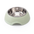 Cats and Dogs Feeder with Stainless Steel Bowls and Heart Design (Green)