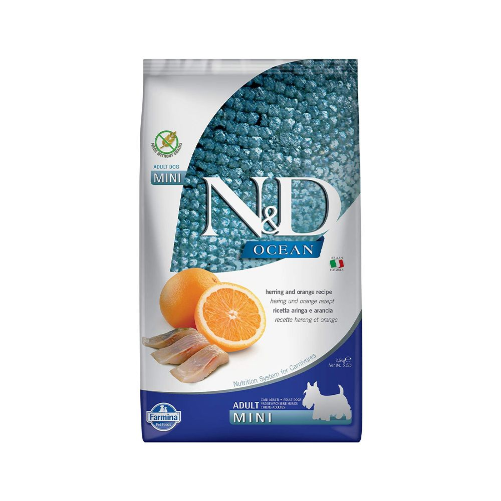 Farmina N&D Mini Adult Dog Food with Ocean Herring & Orange, 2.5kg
