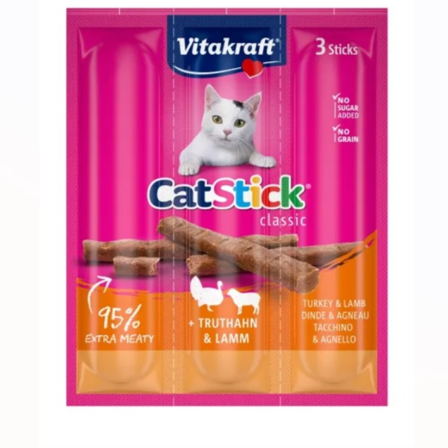 Vitakraft Cat Stick Mini Turkey & Lamb 18g (3Stick)