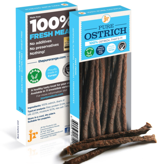 Jr Pure Ostrich Sticks Dog Treats 50 g
