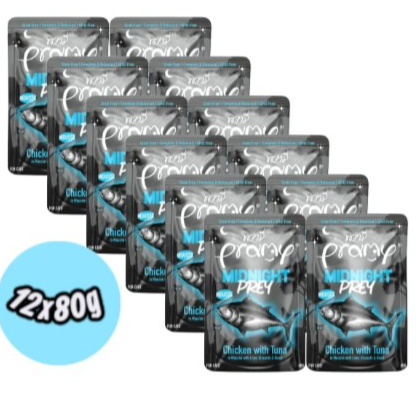Pramy Midnight Prey Chicken with Tuna in Mousse 12x80g