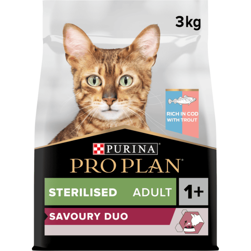 Purina Pro Plan Sterilised Adult Savoury Duo Cod & Tourt Cat Dry Food 3kg