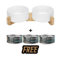 Doe Pet Ceramic Double Water Bowl for Dogs and Cats + Prochoice Shredded Chicken and Calamari in Broth 70g