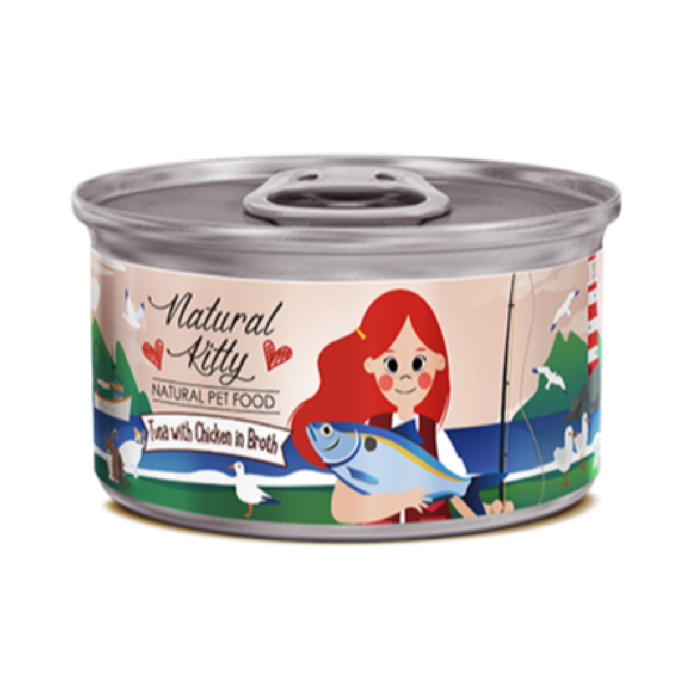Natural Kitty Tuna With Chicken In Broth Cat Wet Food 80G