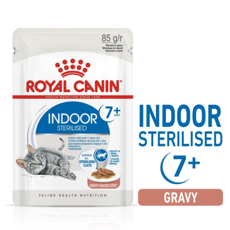 Royal Canin Indoor 7+ Gravy Cat Wet Food 85g x 12 Pouchs