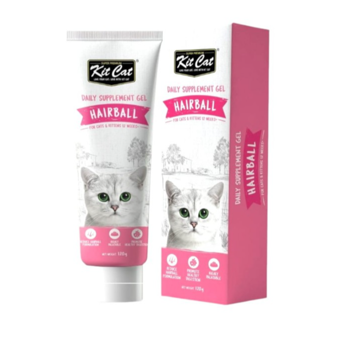 Kit cat daily nutritional supplement gel for cats & kittens – Hairball (120g)